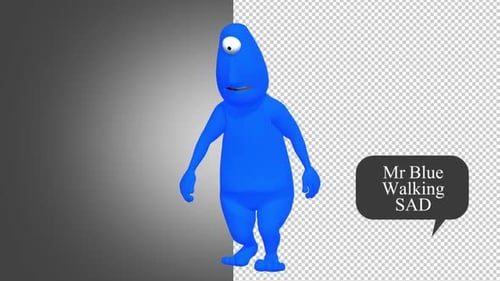 Mr Blue Character Animation Pack: Waving and Walking Happy Sad