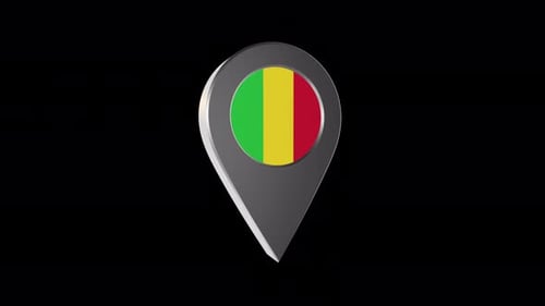 Rotating 3D Mali Flag Location Pin Animation