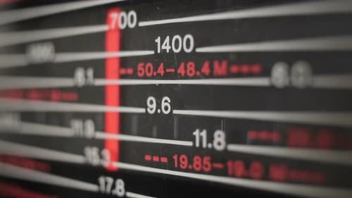 Vintage Radio Frequency Display Tuner Close Up