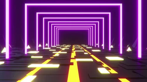80s Hallway Neon 02 4k
