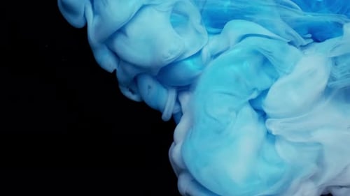 Swirling Blue and White Paint on Black