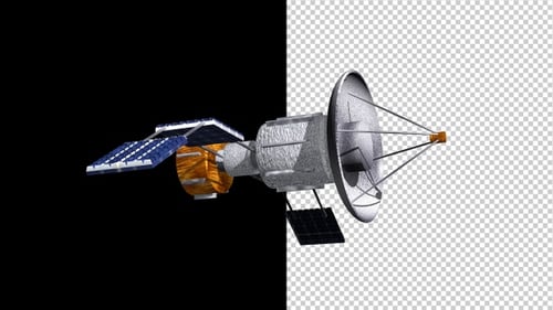 Animated 3D Satellite Rotating Spacecraft with Solar Panels