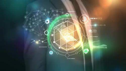 Futuristic Holographic Data Interface and Network Visualization