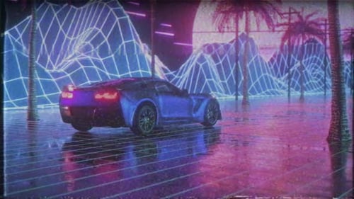 80s Retro Background 3d Animation with VHS Effect