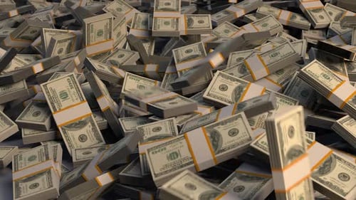 Falling Stacks of US Dollar Bills Animation