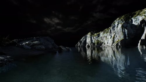 Fjord with Dark Storm Clouds