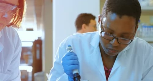Scientists Working in a Bright Modern Laboratory