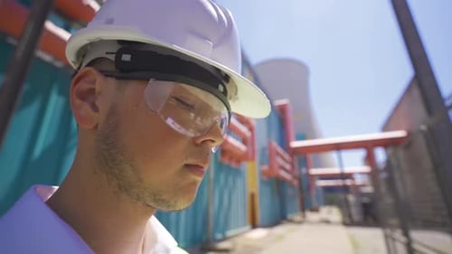 L'ingénieur travaille à l'usine.