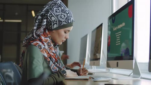Portrait of Businesswoman in Hijab Working in Office