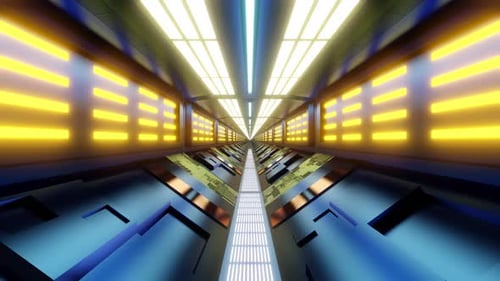 Gangway eines futuristischen Science-Fiction-Gebäudes