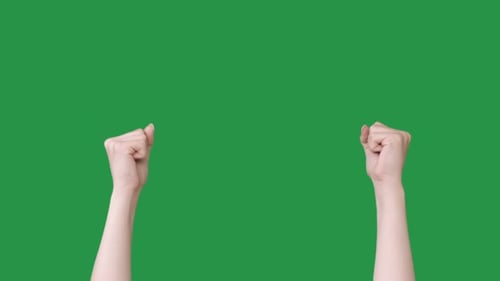 Arms and Fists Against Green Screen Background