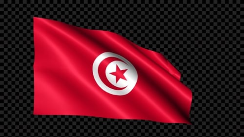 Seamless Loop of Waving Tunisia Flag with Alpha Channel