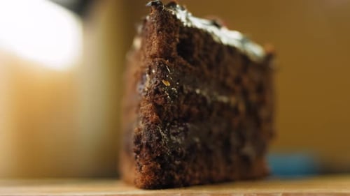 Delicious Slice of Chocolate Cake Close Up