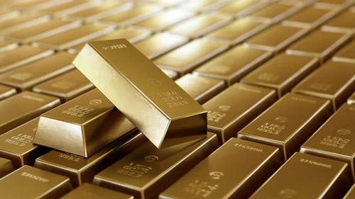 Stapel von Goldbarren, Finanz- und Wertreserve-Konzept.