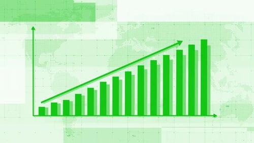 Green Color Business Info Graph Chart Animated White Background