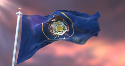 Realistic Utah State Flag Waving Animation