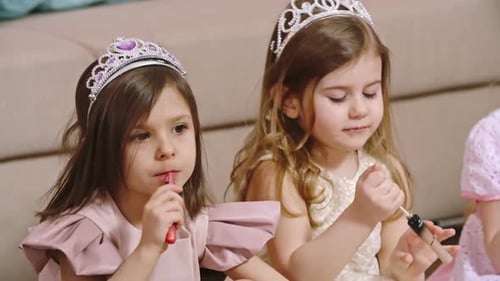 Little Girlfriends Learning How to Do Makeup