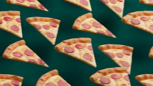 Modern Animated Pepperoni Pizza Slices Pattern