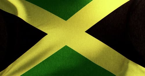 Seamless Loop Waving Flag of Jamaica Background