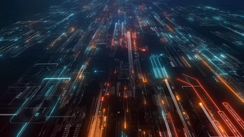 Futuristic Data Flow Grid Abstract Motion Background