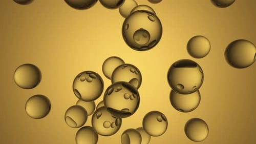 Abstract Transparent Golden Liquid Bubbles Flowing Loop Background