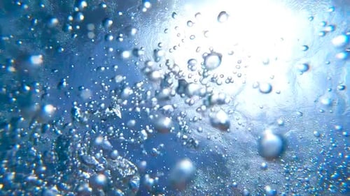 Luftblasen schweben an die Wasseroberfläche