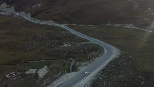 Aerial View of Winding Mountain Road