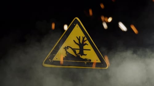 Environmental Hazard Sign Over a Smoky Background