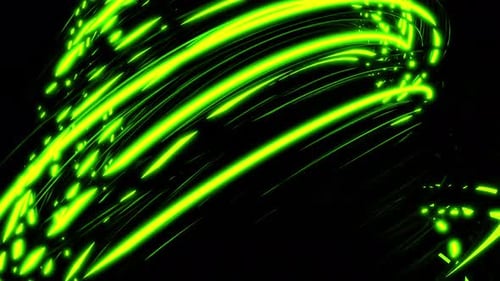 Rotating 3d Vortex with Neon Lines on Black Background