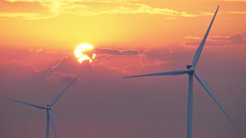 Energy Sunset Windmill Electricity Nature Power Wind