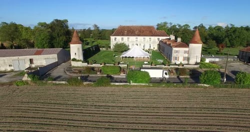 Aerial view of Bourbet Castle, France