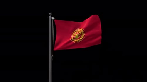 Waving Flag of Kyrgyzstan National Symbol