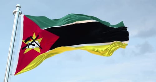 Mozambique National Flag Waving in Realistic Wind