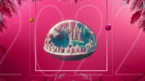 Animated Christmas Snow Globe with Winter Village and Falling Snow