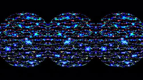 animated round shape of multicolor flashing lights, on a black background