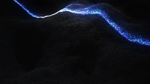 Abstract Blue Particle Wave Flowing Background