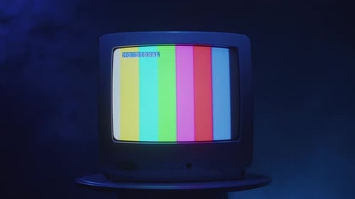 Old Television Displaying Test Pattern