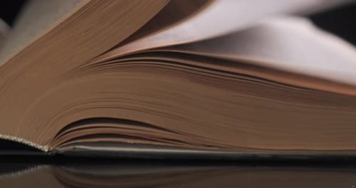 Open Book with Tan Pages Close-Up