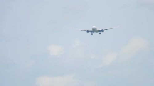 Widebody Aircraft Approaching Over Ocean