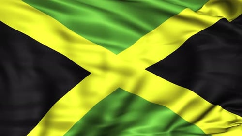 Seamless Waving Jamaica Flag Realistic Fabric Animation
