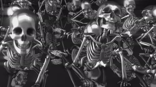 3D Animated Skeletons Dance Halloween Loop Background