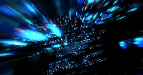 Animation graphique pour le centre de données abstrait, le serveur, Internet, la vitesse.