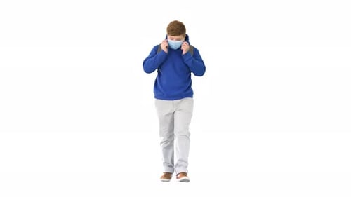 Teen Student with Face Mask Walking Towards Camera