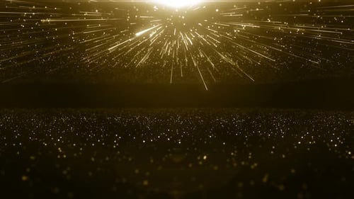 Shimmering Golden Particle Light Rays Abstract Background