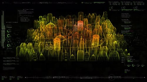 Cyber City de matriz digital holográfica futurista