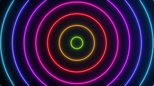 Efeito de néon, movimento de onda circular, loop. Loop de vídeo de fundo abstrato
.