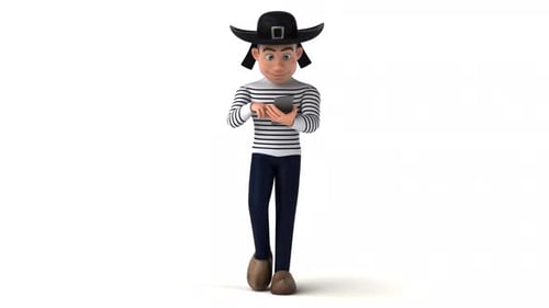 3D Animated Man Walking and Typing on Smartphone