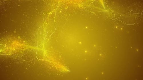 Golden Fluid Particles Flowing Abstract Background