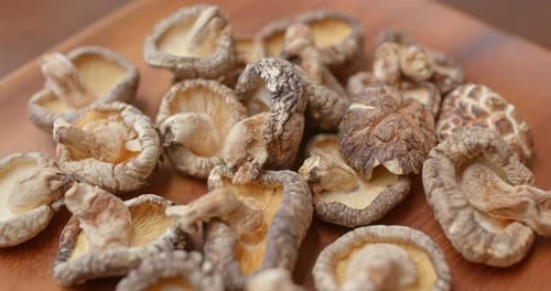 Close Up of Pile of Dried Shiitake Mushrooms