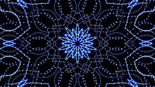 Animated Blue Neon Geometric Mandala Loop Background